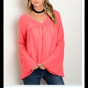 Bell sleeved coral relaxed fit top